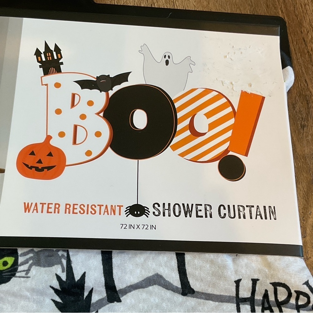 Black Cat Shower Curtain Halloween OEKO-TEX Bathroom Bath Decor Spider Holiday - Picture 4 of 5